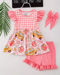 Pink Back to School Shorts Set